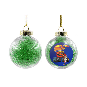 Ο Μπλέιζ και οι Φίλοι του, Χριστουγεννιάτικη μπάλα δένδρου διάφανη με πράσινο γέμισμα 8cm