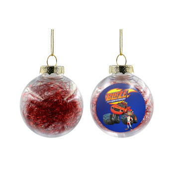 Ο Μπλέιζ και οι Φίλοι του, Transparent Christmas tree ball ornament with red filling 8cm