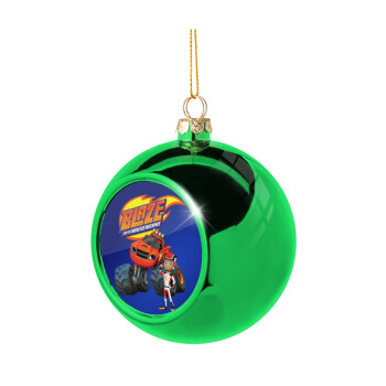 Ο Μπλέιζ και οι Φίλοι του, Χριστουγεννιάτικη μπάλα δένδρου Πράσινη 8cm