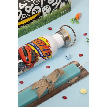 Ο Μπλέιζ και οι Φίλοι του, Πασχαλινή Λαμπάδα με παγούρι μεταλλικό (620ml, stainless steel) & κερί αρωματικό πλακέ (30cm) (ΤΙΡΚΟΥΑΖ)