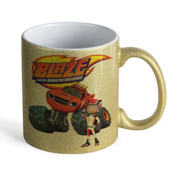 Ο Μπλέιζ και οι Φίλοι του, Κούπα Χρυσή Glitter που γυαλίζει, κεραμική, 330ml