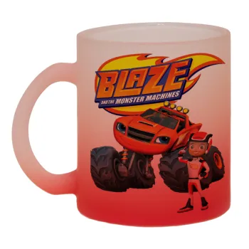 Ο Μπλέιζ και οι Φίλοι του, Κούπα γυάλινη δίχρωμη με βάση το κόκκινο ματ, 330ml