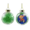 Transparent Christmas tree ball ornament with green filling 8cm