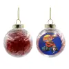 Transparent Christmas tree ball ornament with red filling 8cm