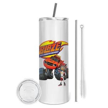 Ο Μπλέιζ και οι Φίλοι του, Tumbler stainless steel 600ml, with metal straw & cleaning brush