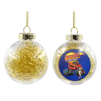 Ο Μπλέιζ και οι Φίλοι του, Transparent Christmas tree ball ornament with gold filling 8cm
