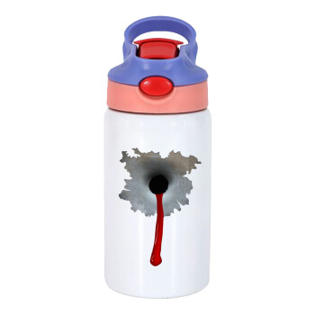 Bullet holes, Children's hot water bottle, stainless steel, with safety straw, pink/purple (350ml)