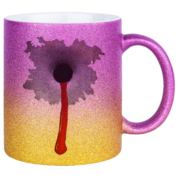 Bullet holes, Κούπα Χρυσή/Ροζ Glitter, κεραμική, 330ml