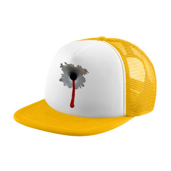 Bullet holes, Καπέλο Ενηλίκων Soft Trucker με Δίχτυ Κίτρινο/White (POLYESTER, ΕΝΗΛΙΚΩΝ, UNISEX, ONE SIZE)
