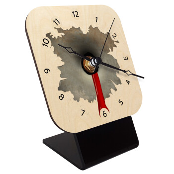 Bullet holes, Quartz Table clock in natural wood (10cm)