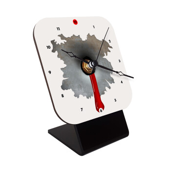 Bullet holes, Quartz Wooden table clock with hands (10cm)