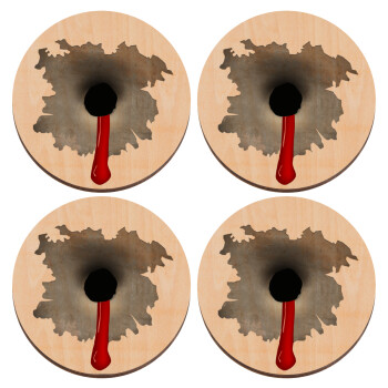 Bullet holes, ΣΕΤ x4 Σουβέρ ξύλινα στρογγυλά plywood (9cm)