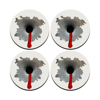 Bullet holes, ΣΕΤ 4 Σουβέρ ξύλινα στρογγυλά (9cm)