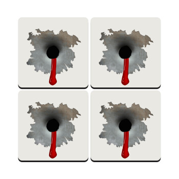 Bullet holes, ΣΕΤ 4 Σουβέρ ξύλινα τετράγωνα (9cm)
