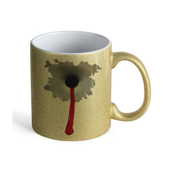 Bullet holes, Κούπα Χρυσή Glitter που γυαλίζει, κεραμική, 330ml