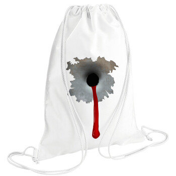 Bullet holes, Τσάντα πλάτης πουγκί GYMBAG λευκή (28x40cm)