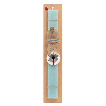 Bullet holes, Easter Set, wooden keychain & aromatic flat Easter candle (30cm) (TURQUOISE)