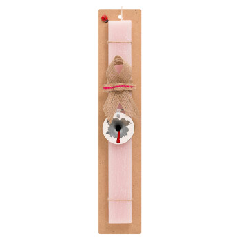 Bullet holes, Easter Set, wooden keychain & scented flat Easter candle (30cm) (PINK)