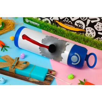 Bullet holes, Πασχαλινή Λαμπάδα με Παιδικό παγούρι θερμό, ανοξείδωτο, με καλαμάκι ασφαλείας, ΜΠΛΕ (500ml)