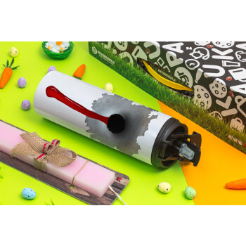 Bullet holes, Πασχαλινή Λαμπάδα με Travel Tumbler θερμό με διπλό καπάκι (600ml, BPA free) & κερί αρωματικό πλακέ (30cm) (ΡΟΖ)