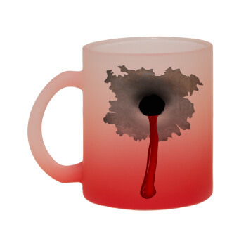 Bullet holes, Κούπα γυάλινη δίχρωμη με βάση το κόκκινο ματ, 330ml