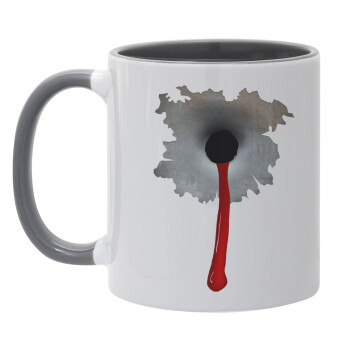Bullet holes, Κούπα χρωματιστή γκρι, κεραμική, 330ml
