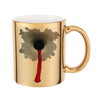 Bullet holes, Mug ceramic, gold mirror, 330ml