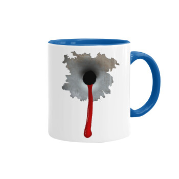 Bullet holes, Mug colored blue, ceramic, 330ml