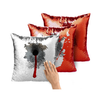 Bullet holes, Μαξιλάρι καναπέ Μαγικό Κόκκινο με πούλιες 40x40cm περιέχεται το γέμισμα