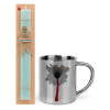 Easter Set, metallic thermal cup (300ml) & aromatic flat Easter candle (30cm) (TURQUOISE)
