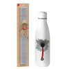 Easter Set, metallic stainless thermos bottle (500ml) & scented flat Easter candle (30cm) (GRAY)