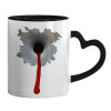 Mug heart black handle, ceramic, 330ml