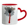 Mug heart red handle, ceramic, 330ml