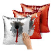 Μαξιλάρι καναπέ Μαγικό Κόκκινο με πούλιες 40x40cm περιέχεται το γέμισμα
