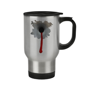 Bullet holes, Stainless steel travel mug with lid, double wall 450ml