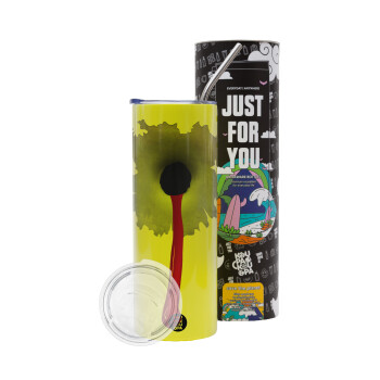 Bullet holes, Neon Yellow Travel Tumbler, with metal straw (Stainless steel 304 Food grade, BPA free, 600ml)
