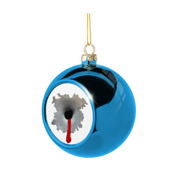 Bullet holes, Blue Christmas tree ball ornament 8cm