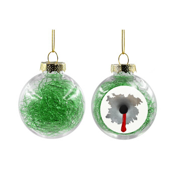 Bullet holes, Transparent Christmas tree ball ornament with green filling 8cm
