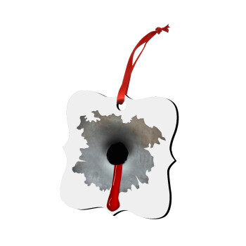 Bullet holes, Christmas ornament polygon wooden 7.5cm