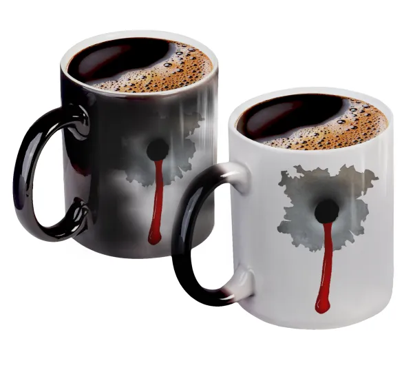 Bullet holes — Color changing magic Mug, ceramic, 330ml when adding hot liquid inside, the black colour desappears (1 pcs)