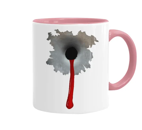 Bullet holes — Κούπα χρωματιστή ροζ, κεραμική, 330ml