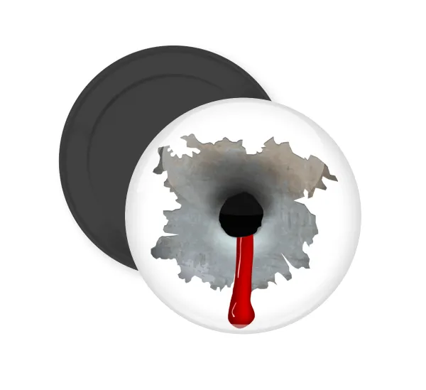 Bullet holes — Round fridge magnet, 5cm