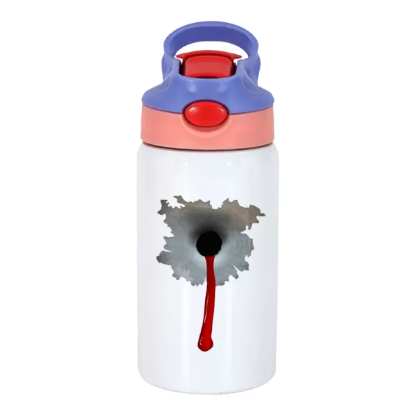 Bullet holes — Children's hot water bottle, stainless steel, with safety straw, pink/purple (350ml)