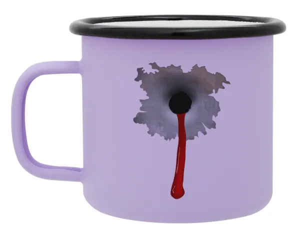 Bullet holes — Metal enamel mug, matte light pastel purple, 360ml