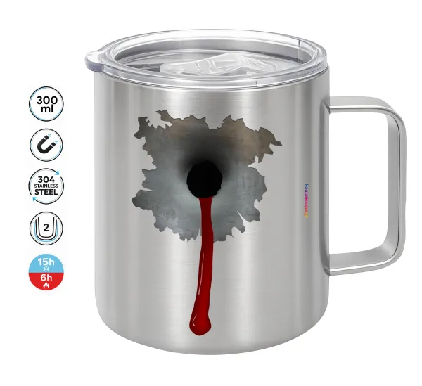 Bullet holes — Double-walled stainless steel mug 300ml with temperature-retaining lid