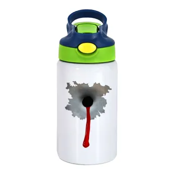 Bullet holes, Παιδικό παγούρι θερμό, ανοξείδωτο, με καλαμάκι ασφαλείας, πράσινο/μπλε (350ml)