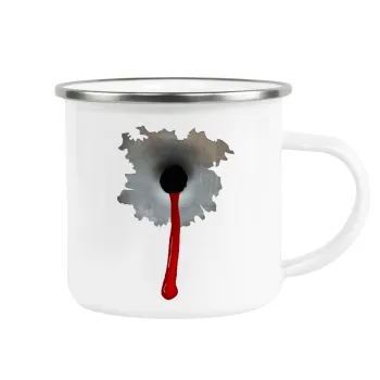 Bullet holes, Metallic enamel cup white 360ml
