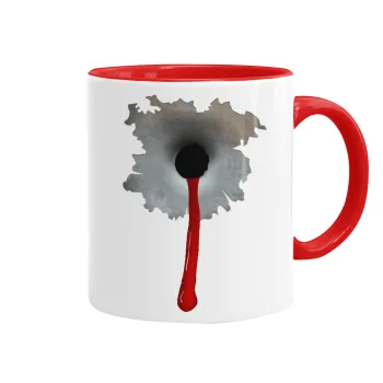 Bullet holes, Κούπα χρωματιστή κόκκινη, κεραμική, 330ml