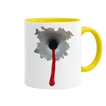 Bullet holes, Κούπα χρωματιστή κίτρινη, κεραμική, 330ml