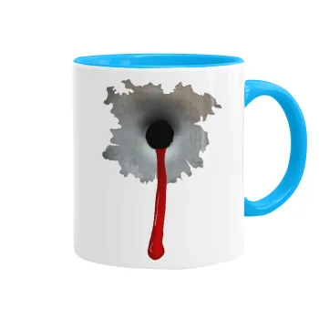 Bullet holes, Κούπα χρωματιστή γαλάζια, κεραμική, 330ml